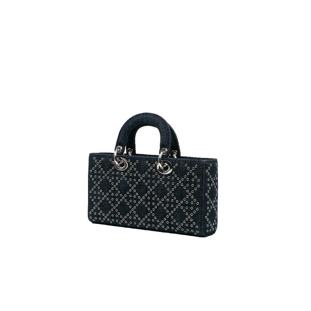 Medium Denim Cannage Eyelet Lady D Joy satchel