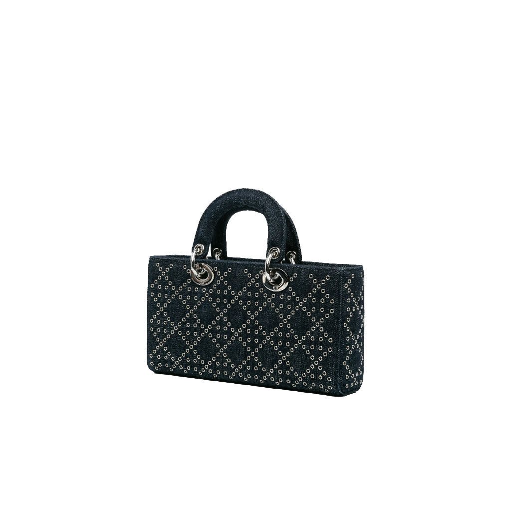 Medium Denim Cannage Eyelet Lady D Joy satchel