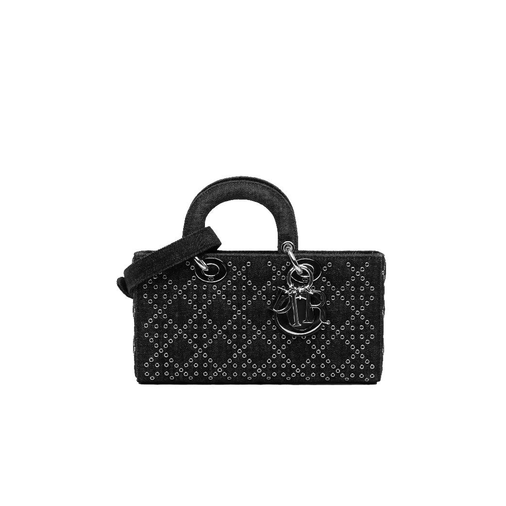 Medium Denim Cannage Eyelet Lady D Joy satchel